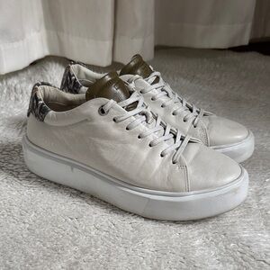 Ted Baker White Leather Sneakers with Green Accents